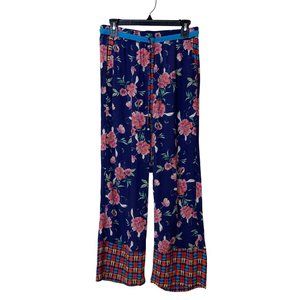 Johnny Was Womens Zastone Wide Leg Pants Size XS Blue Multicolor Viscose Rayon